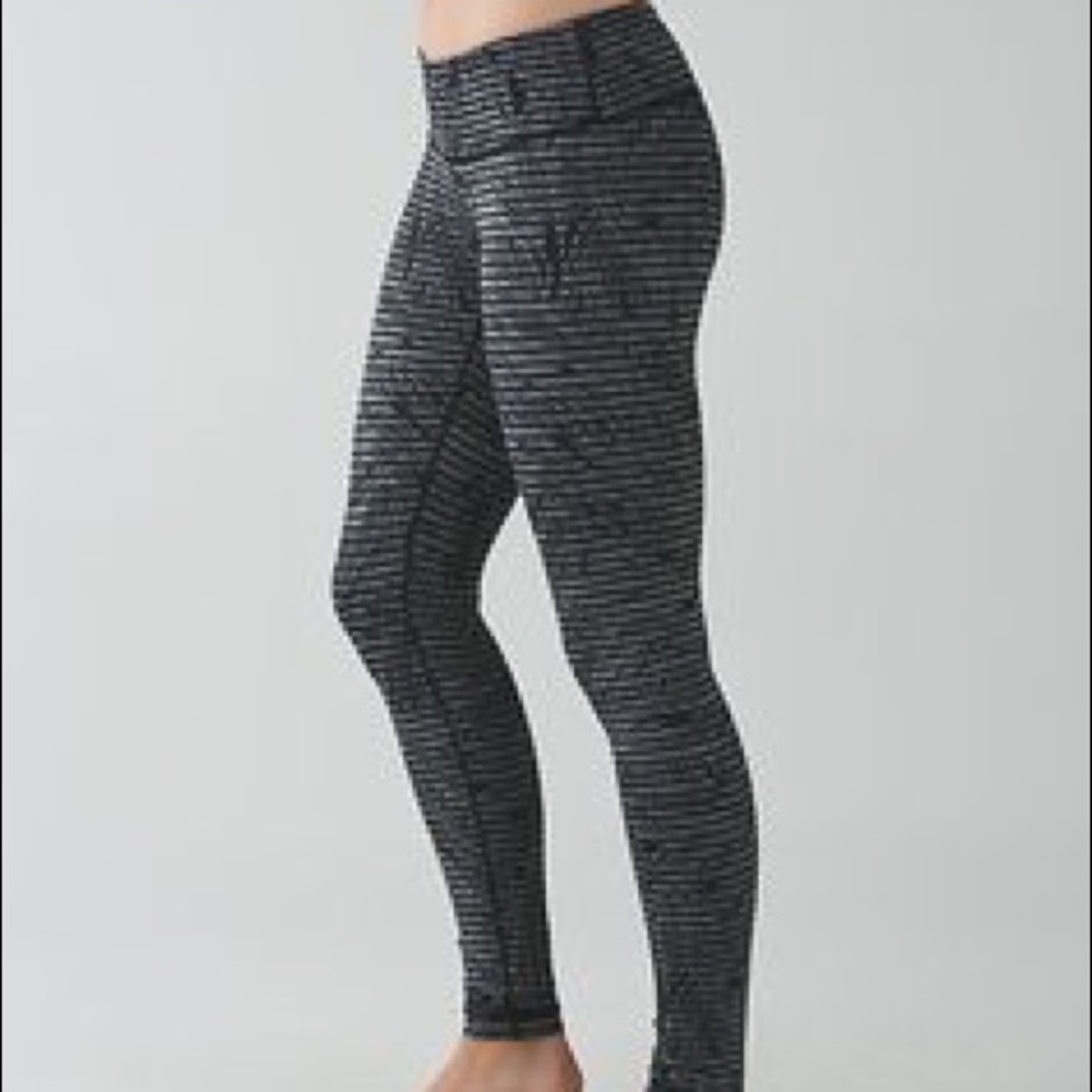 lululemon athletica Black and Gray Striped Leggings